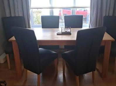 Oak dining table and chairs