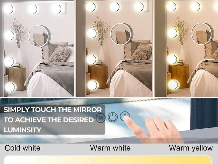 NEW SALE | Hollywood Vanity Mirror with Lights,Large Hollywood Mirror with USB Output Port,Makeup Mirror with Lights Tabletop and Wall Mounted (50 x 42 cm)