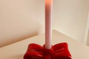 Klevering red bow candle holder sculptural ceramic ribbon design Brand New