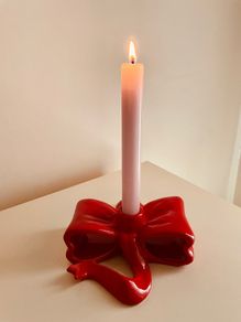 Klevering red bow candle holder sculptural ceramic ribbon design Brand New