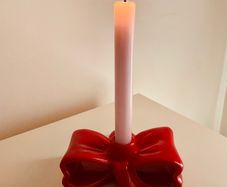 Klevering red bow candle holder sculptural ceramic ribbon design Brand New