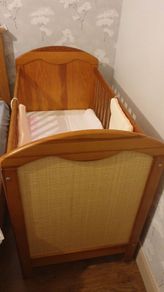 Wood & Rattan Baby Crib