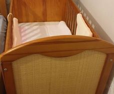 Wood & Rattan Baby Crib