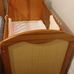 Wood & Rattan Baby Crib