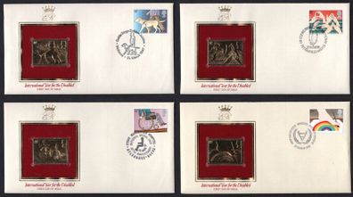 1981 Great Britain International Year for the Disabled Commemorative stamps with Gold Replica Stamp First Day Cover (FDC)