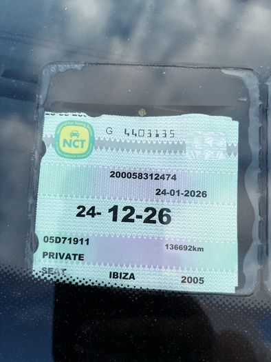 2005 Seat Ibiza NCT 24/12/26