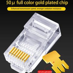 50 PCs RJ45 Connector Cat6 Connector Network Unshielded RJ45 Perforated Crystal Head Network Cable