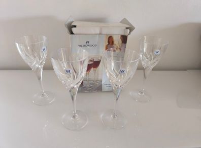 Wedgwood Elegance 24% Lead Crystal Red Wine Glasses Set of 4  Boxed