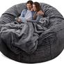 Bean Bag Chair Cover Without Filler,Big Round Soft Fluffy PV Velvet Washable Bean Bag Lazy Sofa Bed Cover for Adults,Living Room Bedroom Furniture Outside,5ft Image 3