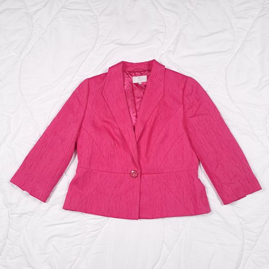 Country Casuals Petite Bright Fuchsia Pink Textured Fitted Tailored Blazer Jacket 14UK/42EU