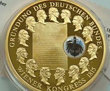 Founding of the German Confederation 24 Karat Gold plated Proof Congress of Vienna