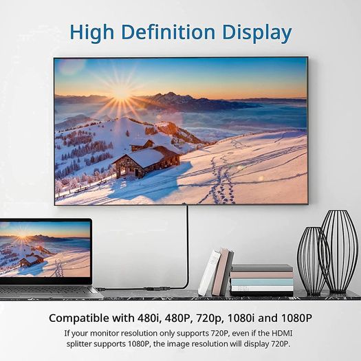 HDMI 4K@60Hz (Male) to 2xHDMI (Female) Splitter Extension Gold Plated Cable Adapter (Brand New/Warranty)