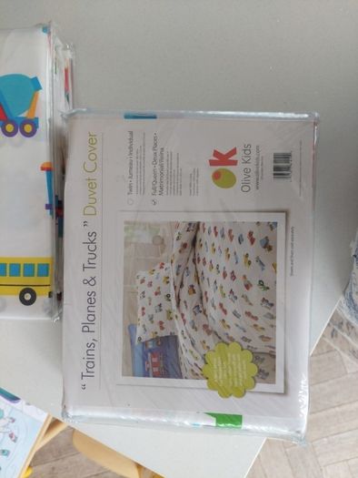 Olive Bed Set ( Single) Trains Planes & Trucks