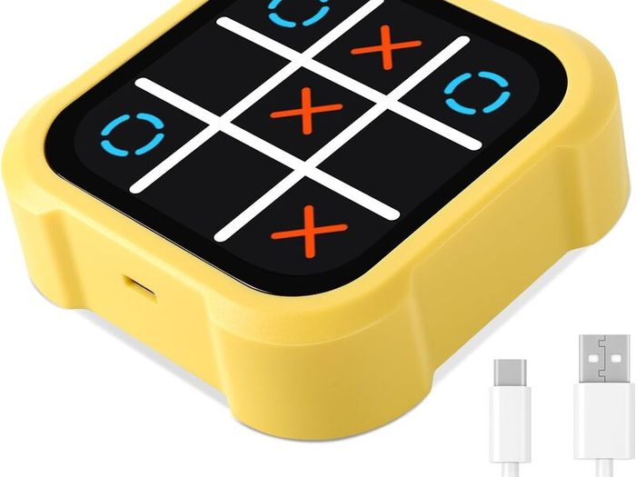 X and O's Tic Tac Toe Bolt Game, Electronic 4-in-1 Handheld Puzzle Game Console, Portable Infinite TicTacToe Travel Game for Educational and Memory Growth Family Toys Board Games