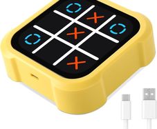 X and O's Tic Tac Toe Bolt Game, Electronic 4-in-1 Handheld Puzzle Game Console, Portable Infinite TicTacToe Travel Game for Educational and Memory Growth Family Toys Board Games