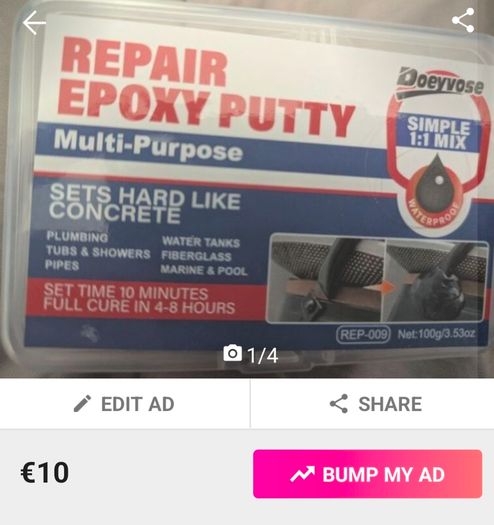 Welding glue epoxy putty 90g 2 for 15