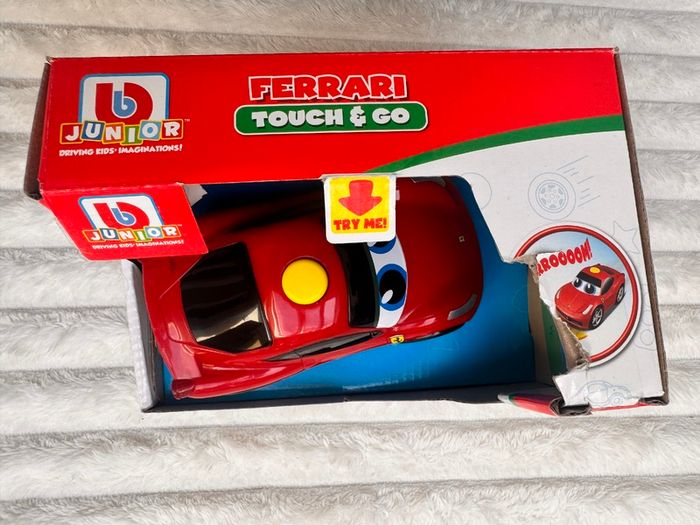 BB Junior Ferrari Car Press & Go Toy Red Kids Sports car approx. 13 cm. Length never used Please see photos