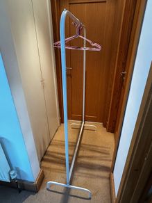 Clothing rail, hangers and storage boxes