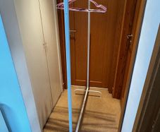 Clothing rail, hangers and storage boxes