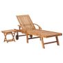 Sun Loungers 2 pcs with Table Solid Teak Wood Image 3