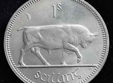 Ireland - 1966 - Irish 1s - Shilling - Bull - KM.14a - UNC - [2691]