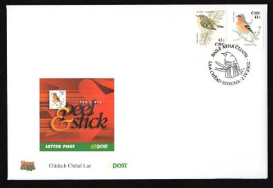 2002 Ireland Tenth Definitive Series Birds 41c Self-Adhesive Coils (Chaffinch & Goldcrest) An Post First Day Cover (FDC)