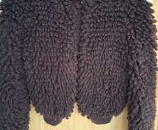 Ladies Brown 'loop stitch' hand knitted button t neck Cardigan