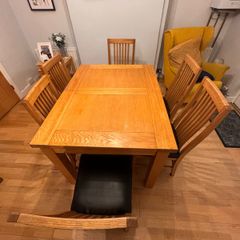 Solid Oak Extending Dining Table and 6 Chairs Set