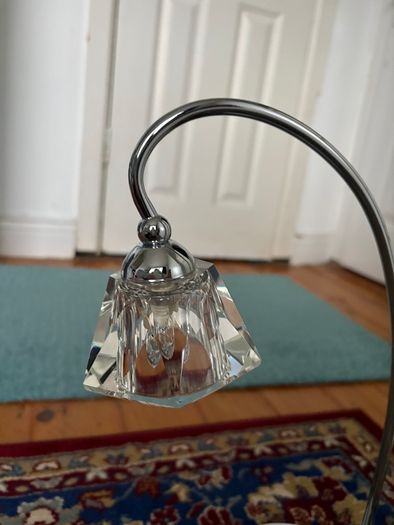 Chrome table lamp with crystal-style shade