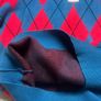 Knitted Polo shirt in blue white and red color Image 5