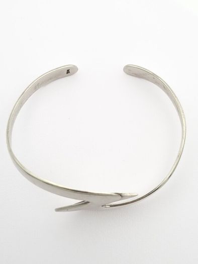Modernist Sterling Silver Bangle, Full British Hallmarks