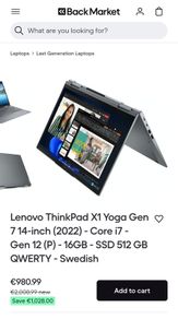 Lenovo ThinkPad X1 Yoga Gen 7 - 4K OLED, Ultra-Light CNC Aluminum, Intel i7-1260P, 16GB LPDDR5, 512GB NVMe SSD, Charger Included