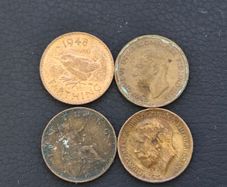Farthing Coins x4 Great Britain UK 1926 1942 1948