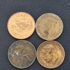 Farthing Coins x4 Great Britain UK 1926 1942 1948