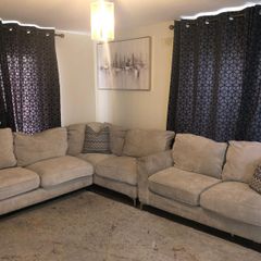 sofa corner + 2 seater gray fabric