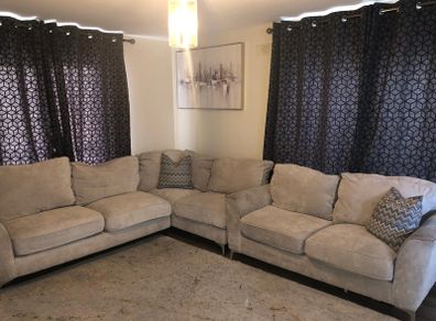 sofa corner + 2 seater gray fabric