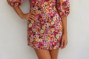 dress Bnwt Bershka 100% cotton floral dress size large off shoulder with sleeves