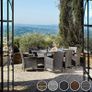 Aluminium Poly Rattan Dining Set, 8 Chairs + 1 Dining Table with Glass Tops, Includes 2 Cover Sets and Protective Cover, Various Colours Image 2