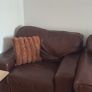 Brown leather 3 seater and 1 seater Image 2