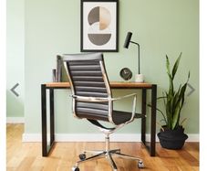 6 x Eames Style Chrome and Faux Leather Office Chairs Black (priced each)