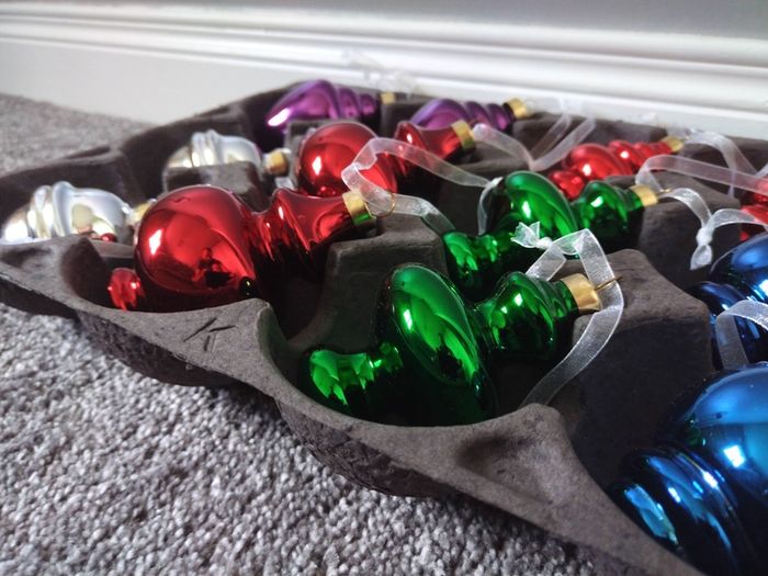 Retro Vintage Style Christmas Baubles one Box of x12 Glass Ornaments