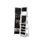 jewelry cabinet, 360 rotatable, full-length mirror, lockable jewelry organizer, with small mirror, shelves on the back, white with wood grain Image 2
