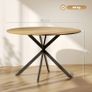 Dining Table for 4, 120 cm Industrial Kitchen Table with Wood Effect Tabletop and Steel Legs, Oak Image 2