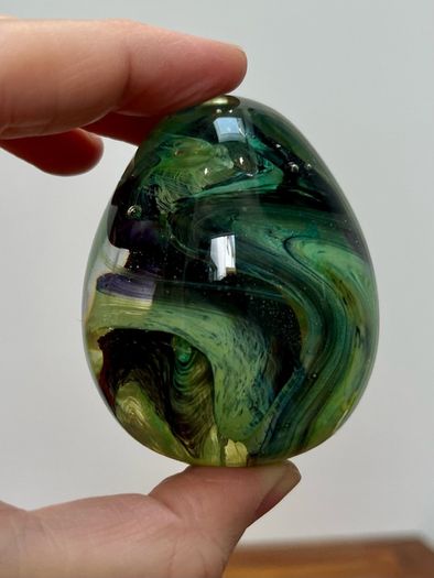 2 Vintage Hand- blown Glass Paperweights