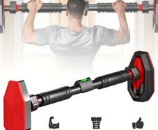 Heavy-Duty Adjustable Pull-Up Bar That Can Be Installed Without Drilling, Suitable for Door Frames with a Width of 65-100 Cm, Perfect for Home Gyms And Doorway Workouts. The Main Body Is Made of Black Carbon Steel And Features Resistance Training