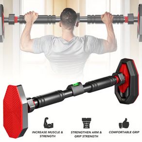 Heavy-Duty Adjustable Pull-Up Bar That Can Be Installed Without Drilling, Suitable for Door Frames with a Width of 65-100 Cm, Perfect for Home Gyms And Doorway Workouts. The Main Body Is Made of Black Carbon Steel And Features Resistance Training