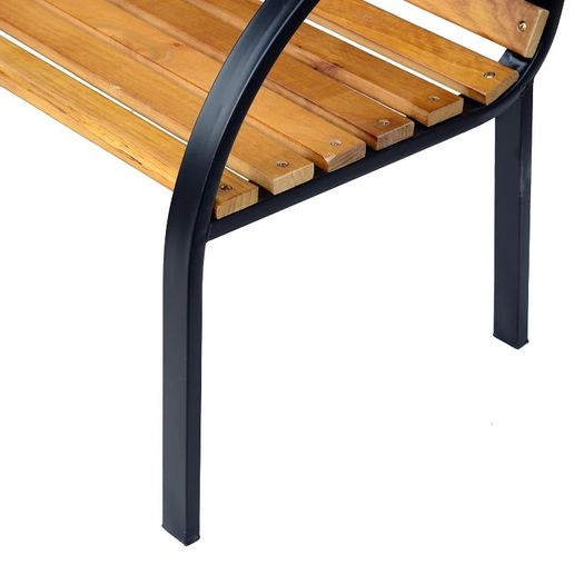 Wooden Garden Bench Park Chair 2 Seater Love Chair Outdoor Patio Porch Furniture w/ Sturdy Metal Frame (FREE POSTAGE)
