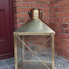 Large brass lantern with strap handle