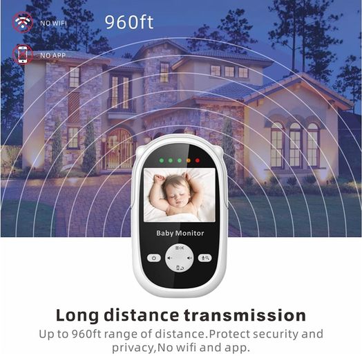 Baby monitor with camera and night vision, Video Baby Monitor no Wifi, Rechargeable Battery, 2 Way Audio Talk, Lullabye music (2.4 inches)