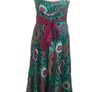 Monsoon Ladies Green Fushia A Line  Floral Silk Blend Midi Dress Lined Uk 12 Including Post Image 4